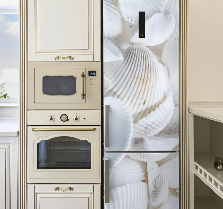 Vinil autocolante para frigorífico Conchas brancas - TenStickers