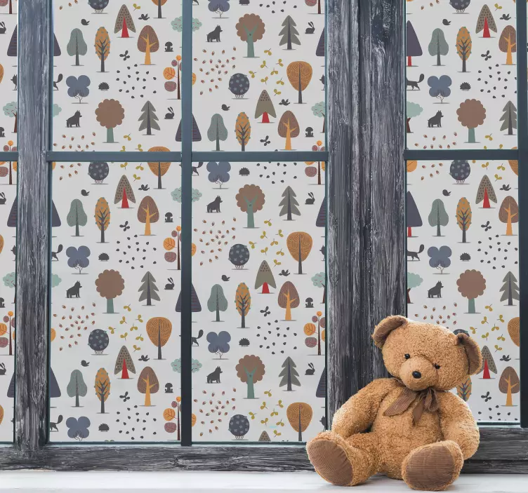 autocolante da janela floresta com animais - TenStickers