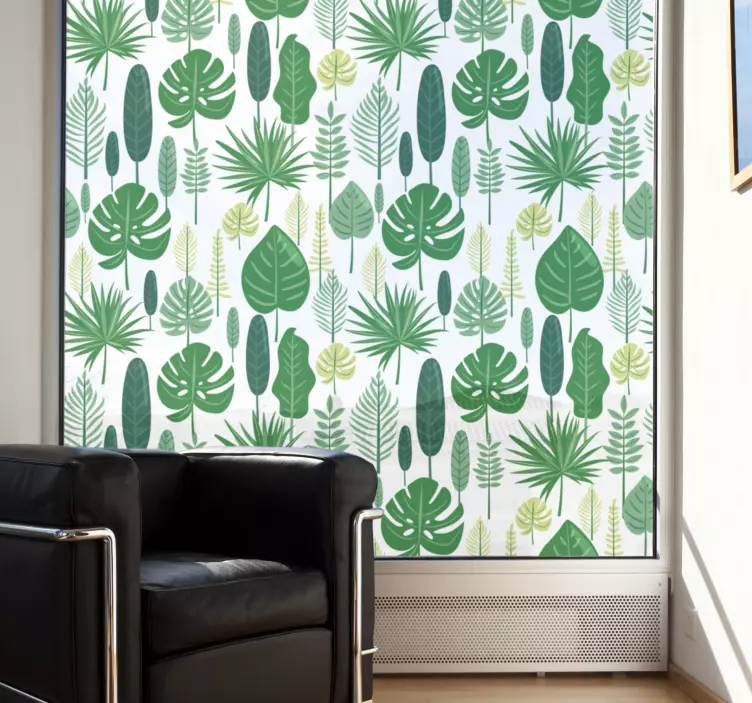 Autocolante para janela de folhas verdes - TenStickers
