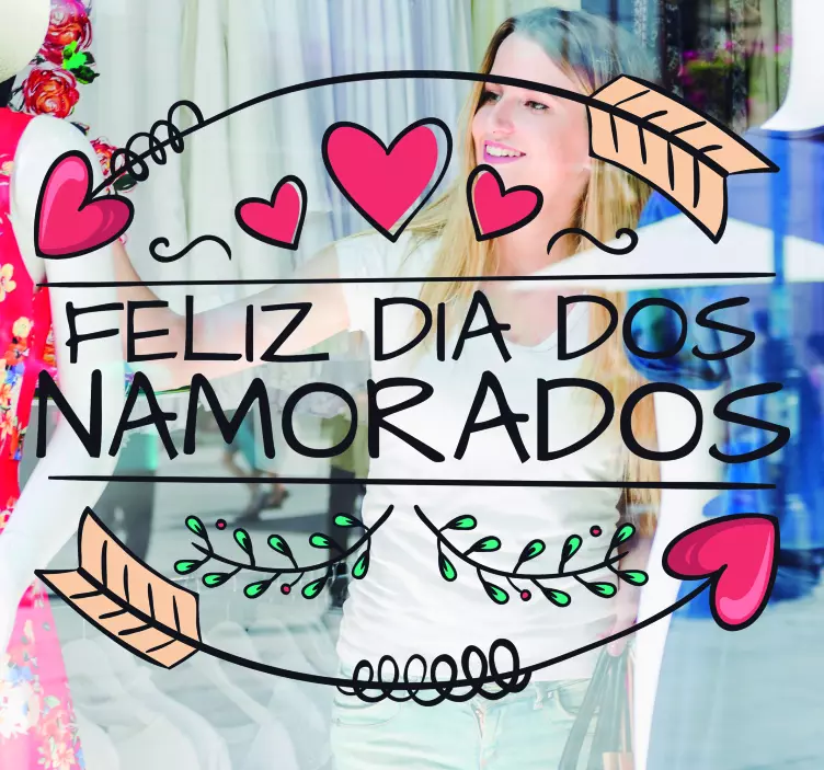 Vinil decorativo para montras Adorno Dia dos Namorados - TenStickers