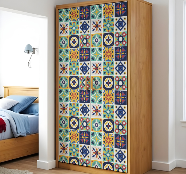 Autocolante para móveis design com padrão de azulejos - TenStickers