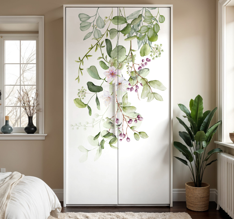 Autocolante para móveis flores e folhas - TenStickers