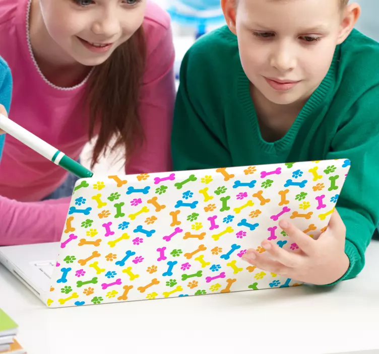 Vinil autocolante para PC Padrão de ossos coloridos - TenStickers