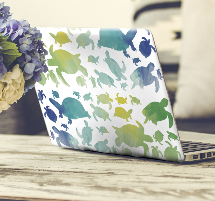 Vinil para PC Padrão de tartaruga colorida - TenStickers
