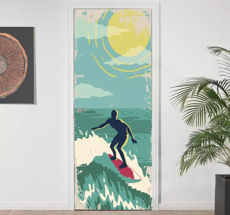 Autocolante para portas Surfando - TenStickers