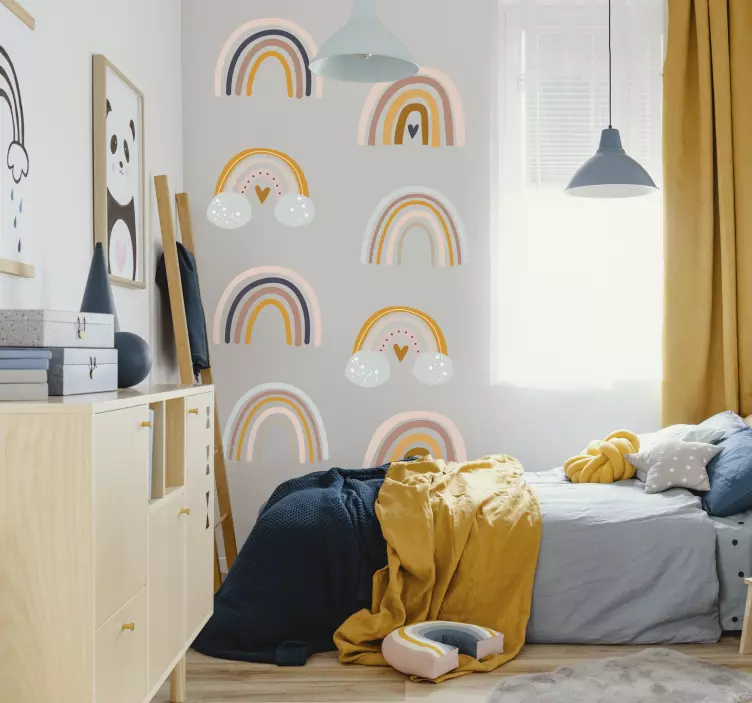 Adesivo para decoração de quarto infantil arco-íris boho - TenStickers