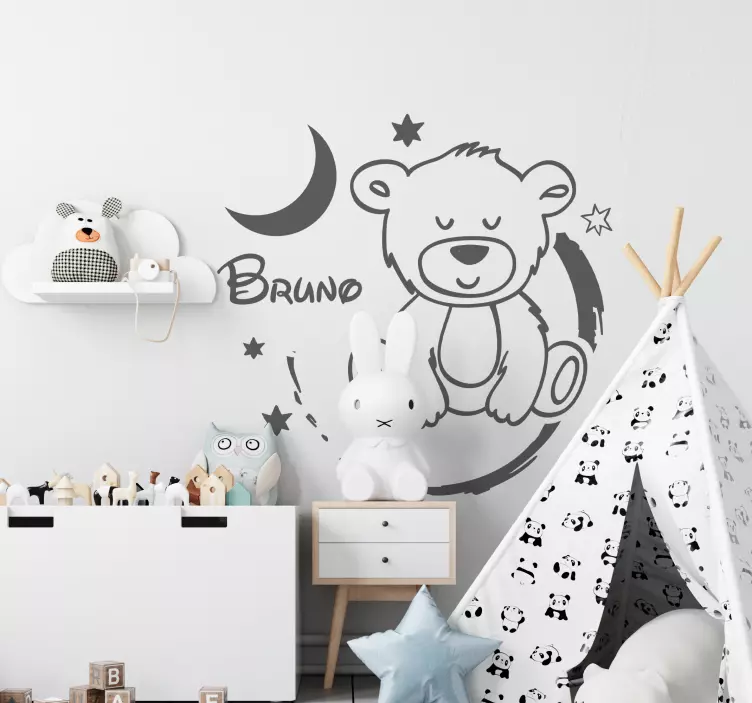 Adesivo para decoração de quarto infantil lindo urso com estrelas - TenStickers