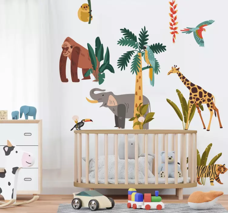Adesivo para decoração de quarto infantil selva de animais - TenStickers