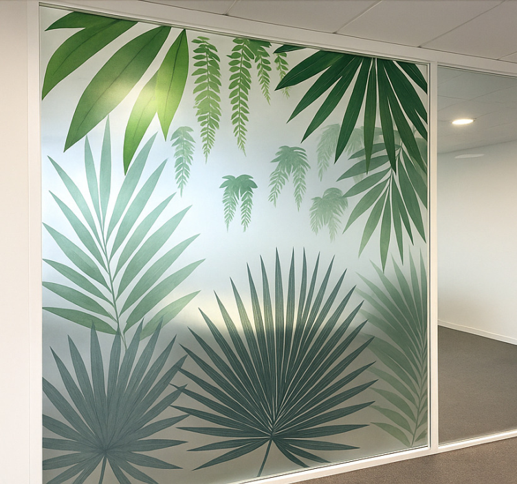 Autocolante para vitrines motivo de folhas de palmeira - TenStickers