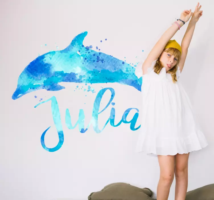 Autocolante personalizado golfinho azul - TenStickers