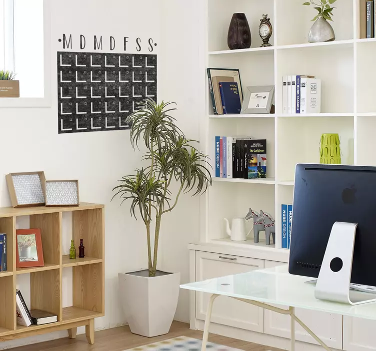 Autocolante quadro preto calendário de dias da semana - TenStickers