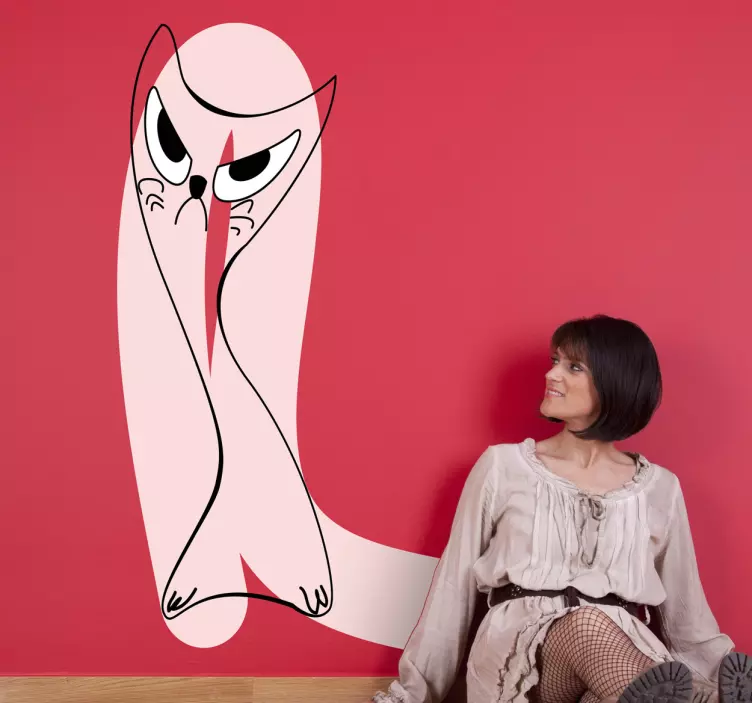 Autocolante silhueta de gato caprichosa - TenStickers