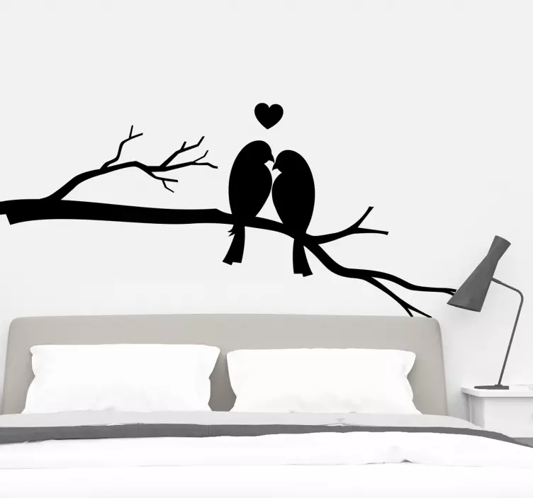 Adesivos de animais árvore de outono com pássaros se beijando - TenStickers