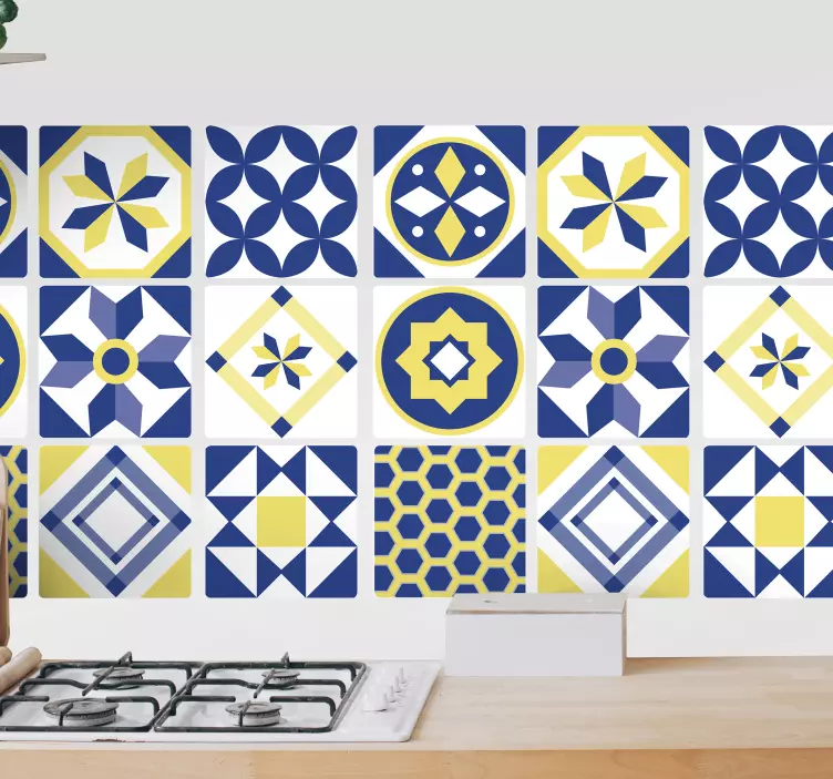Adesivos azulejos Amarelo e azul - TenStickers