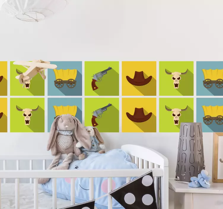Adesivos azulejos Estilo de telhas de cowboy - TenStickers
