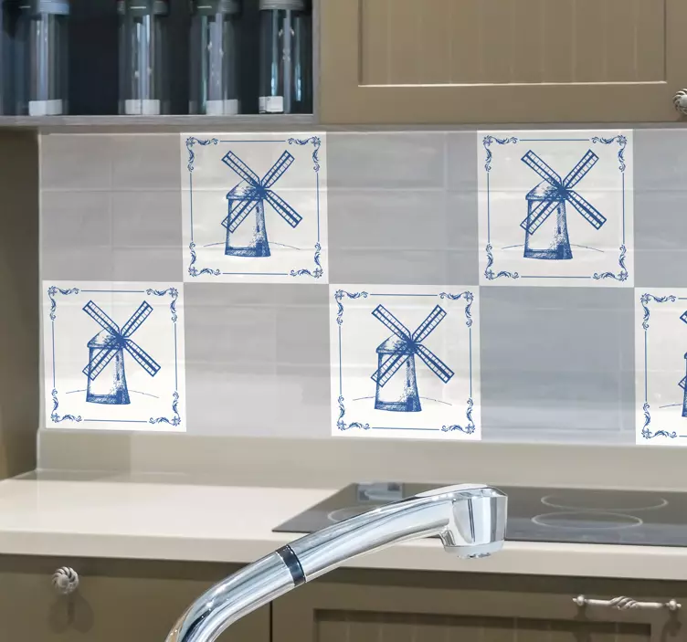 Azulejos autocolantes Moinho Holandês - TenStickers