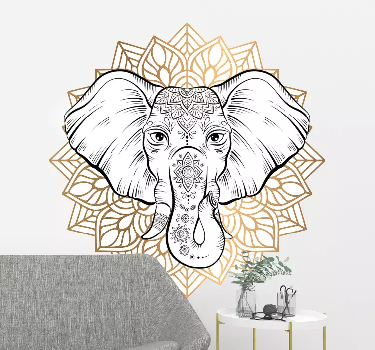 Vinil com animais selvagens Elefante mandala - TenStickers