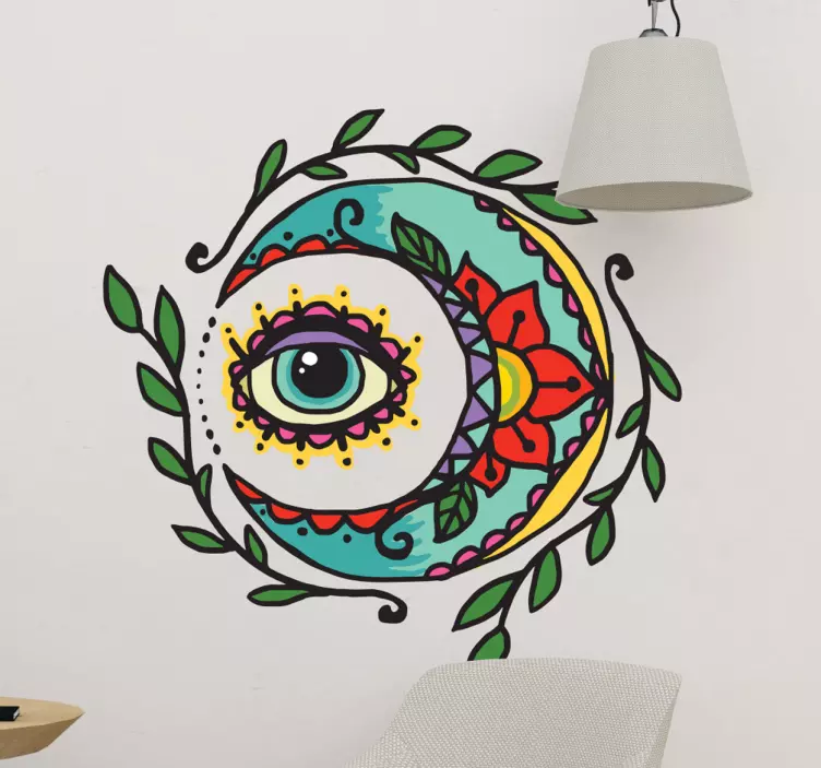 Autocolante ornamental Tatuagem de lua e olho - TenStickers