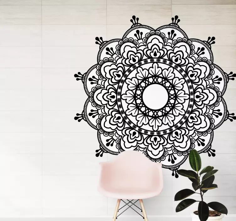 Vinil ornamental Mandala preto e branco boêmio - TenStickers