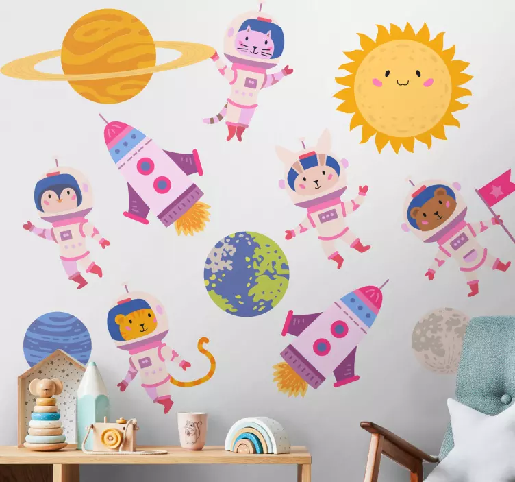 Autocolantes decorativos de animais diversos Astronautas animais  - TenStickers