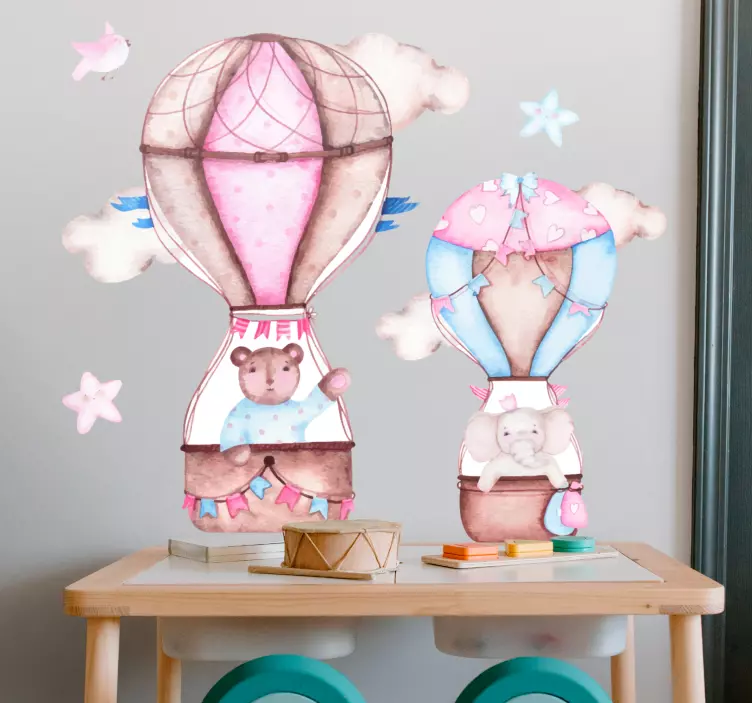 Autocolantes decorativos de animais diversos Balões de ar azul e  - TenStickers