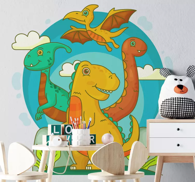 Autocolantes decorativos de animais diversos Dinossauros na selva - TenStickers