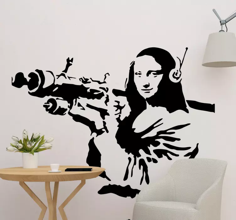 Autocolantes decorativos de arte Mona lisa com bazuca - TenStickers