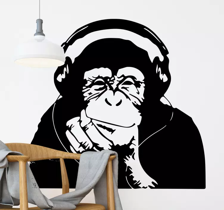 Autocolantes decorativos de arte Pensando macaco banky - TenStickers