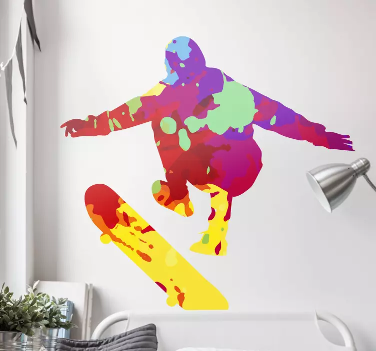 Autocolantes decorativos de arte Splash color skater - TenStickers