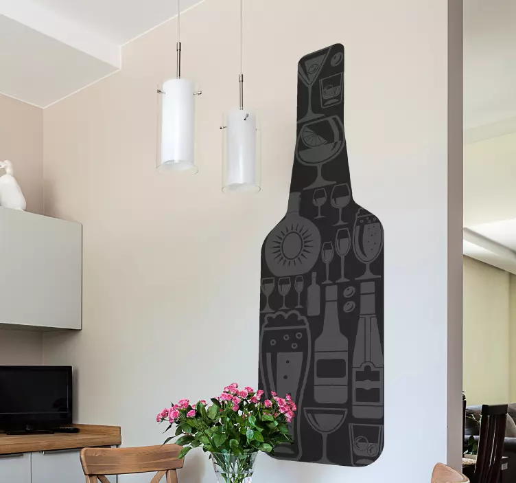 Vinil para casa Garrafa de vinho com coquetéis - TenStickers