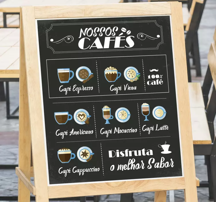 Autocolantes de bebidas Os nossos cafés - TenStickers