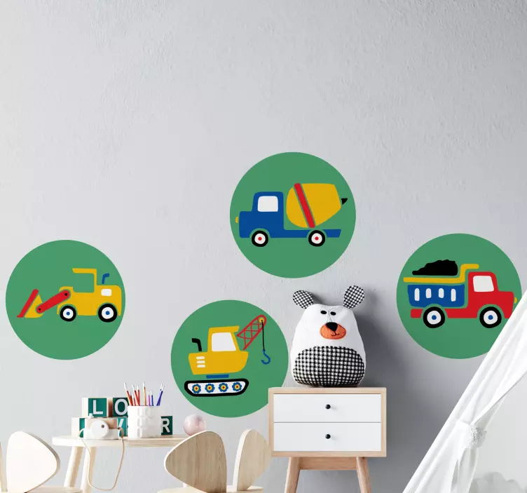 Autocolantes decorativos de brinquedos Caminhões em círculos - TenStickers