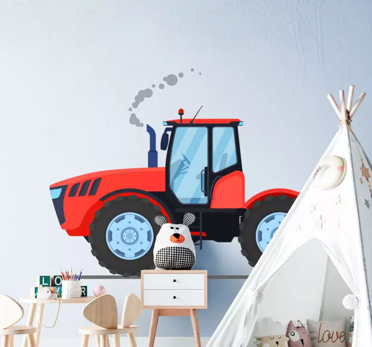 Autocolantes decorativos de brinquedos Novo trator vermelho - TenStickers