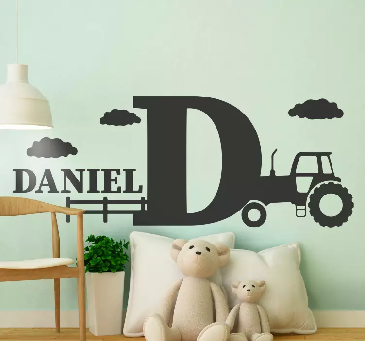 Autocolantes decorativos de brinquedos Silhueta trator verde com  - TenStickers