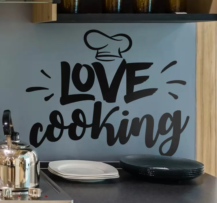 Autocolantes textos Amo cozinhar - TenStickers