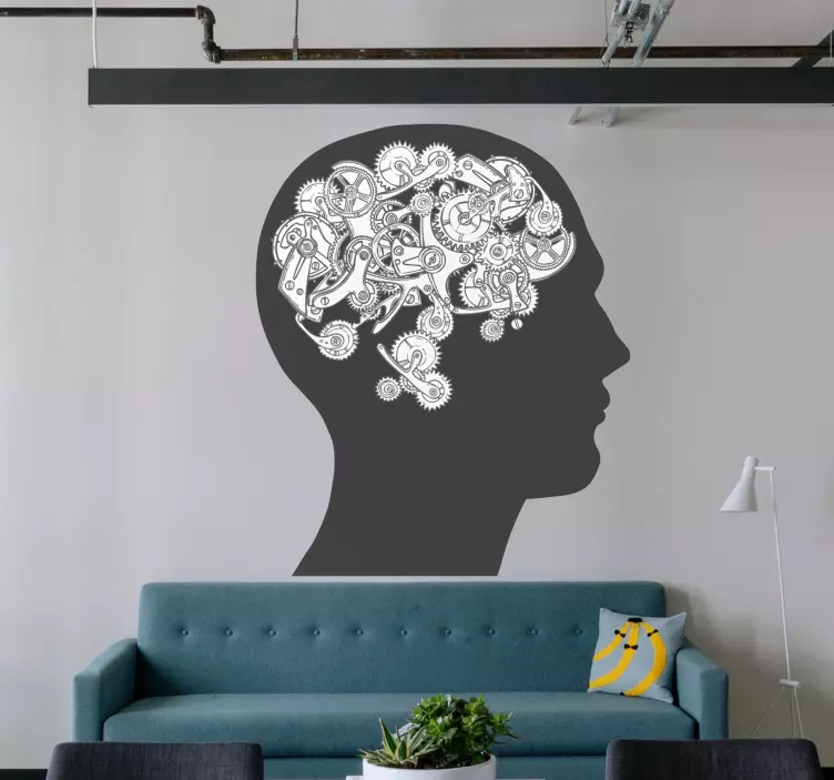 Autocolantes decorativos de ciência Cérebro com engrenagens - TenStickers
