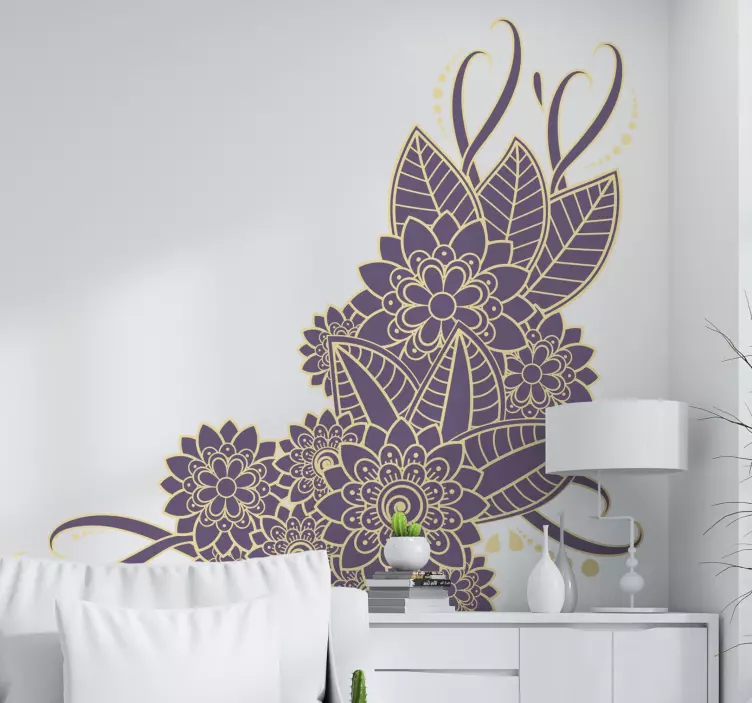 Vinil de flores e plantas Canto paisley floral - TenStickers