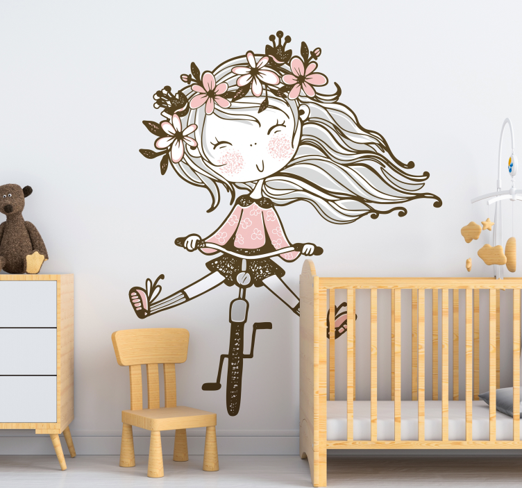 Vinil infantil Menina com cabeça de flor - TenStickers