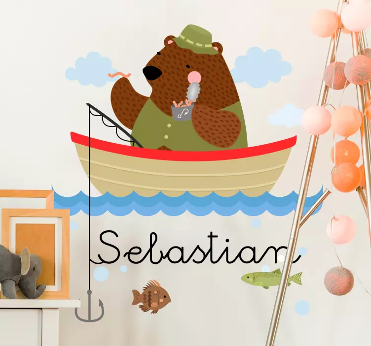 Autocolantes de ilustrações urso pescador - TenStickers