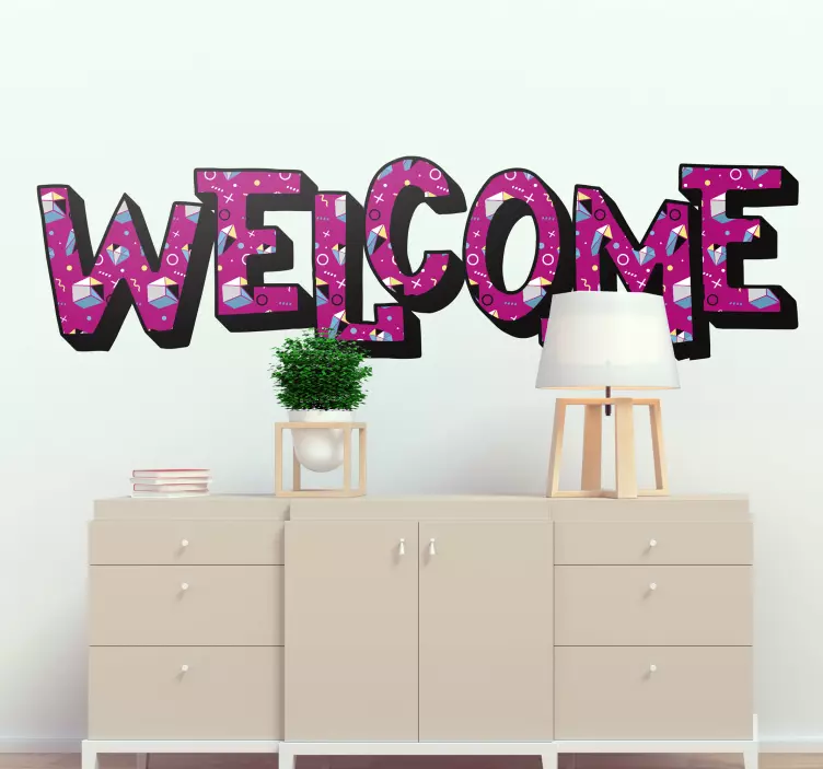 Vinis de lar Bem-vindo frase estilo memphis - TenStickers