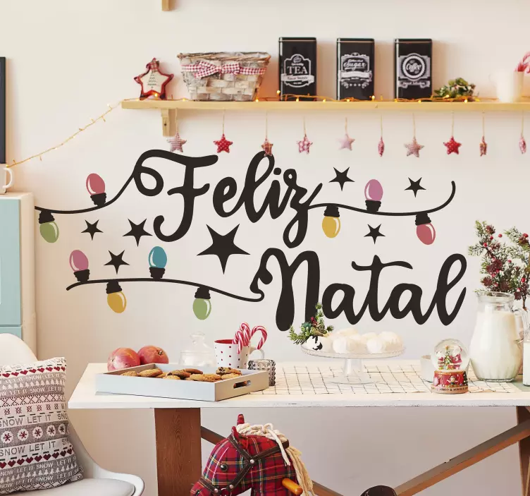 Autocolantes de Natal Luzes Feliz Natal - TenStickers
