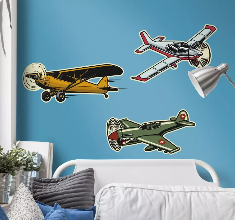 Autocolantes de objetos Conjunto de aeronaves vintage - TenStickers