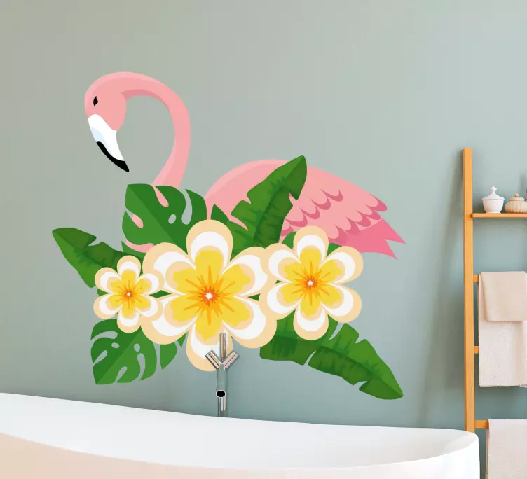 Autocolantes decorativos de pássaros e aves Flores flamingo - TenStickers