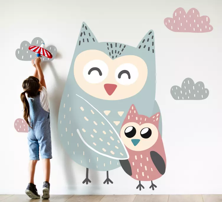 Autocolantes decorativos de pássaros e aves Mãe e filha coruja - TenStickers