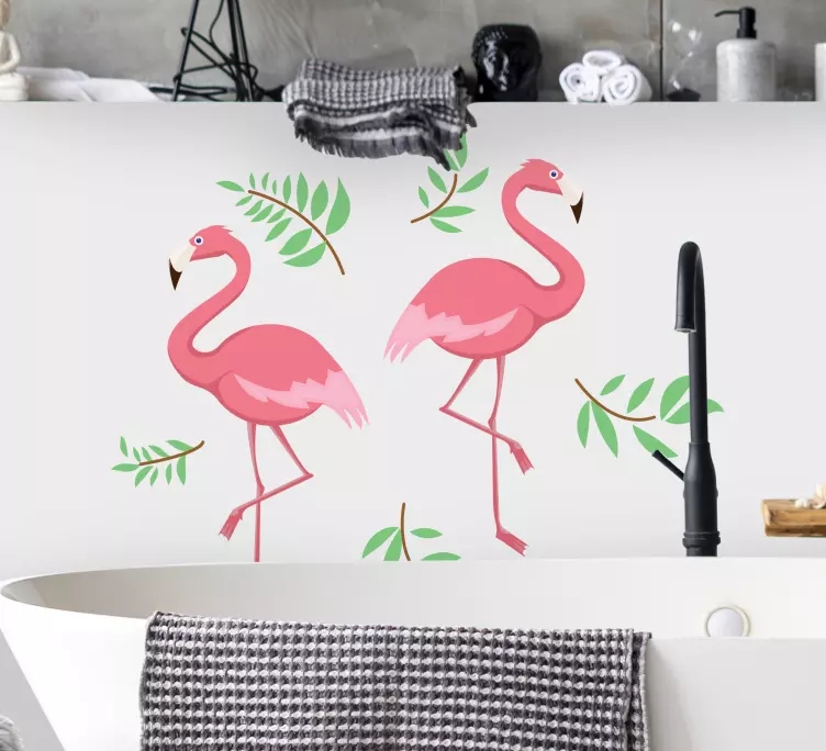 Autocolantes decorativos de pássaros e aves Silhueta rosa de flam - TenStickers