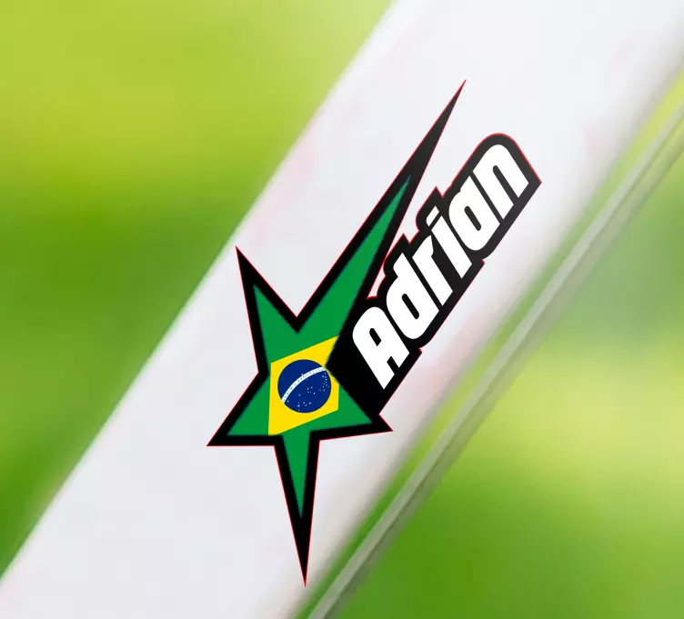 Autocolantes vinil para bicicletas Bandeira do brasil e nome pers - TenStickers