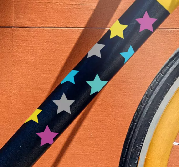 Autocolantes vinil para bicicletas Padrão de estrelas coloridas - TenStickers