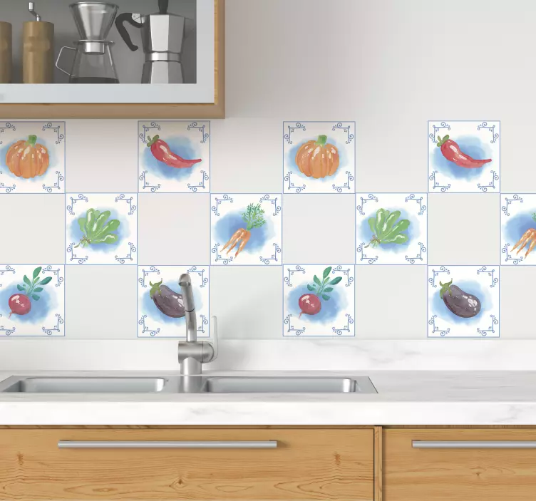 Autocolantes azulejos decorativos Vegetais frescos - TenStickers
