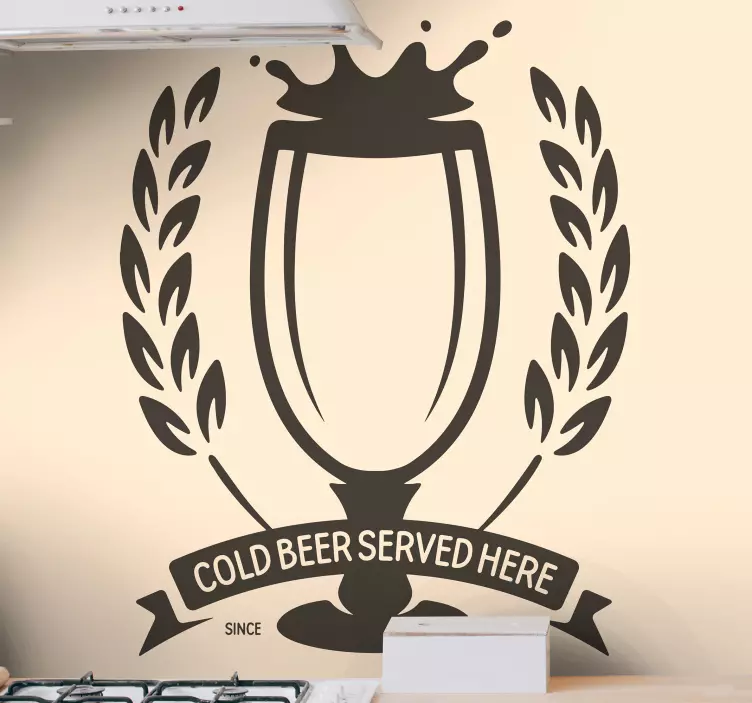 Autocolantes de bebidas Cerveja gelada servida aqui - TenStickers