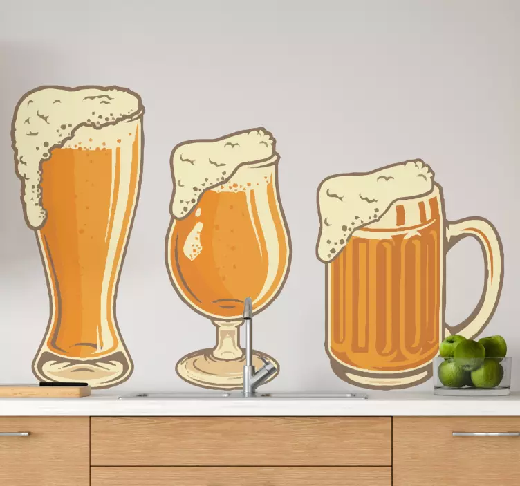 Autocolante Copos de cerveja tamanhos distintos - TenStickers